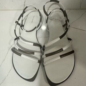 Tory Burch White and Brown Sandals Minimalist Design
